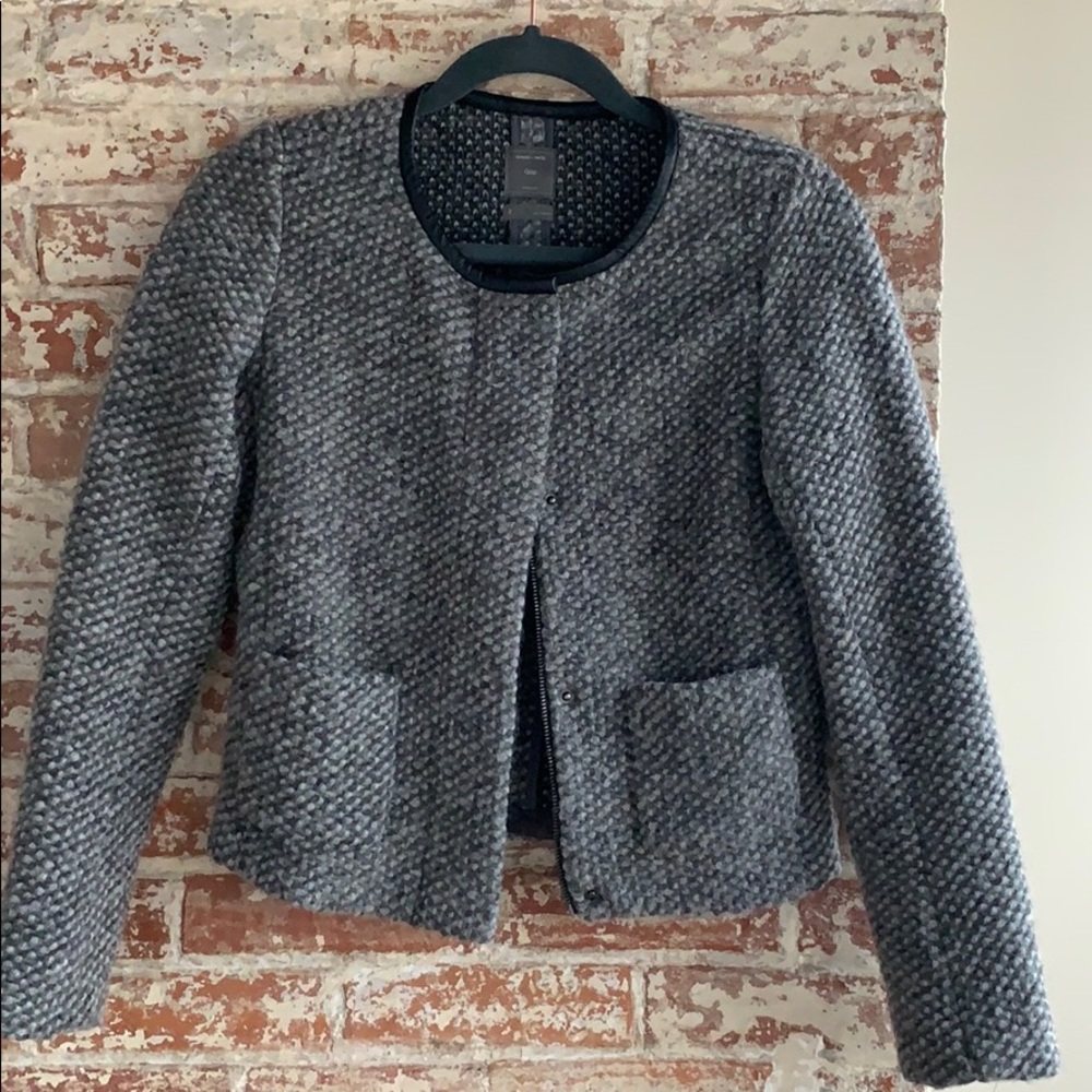 Gap wool jacket-faux leather piping